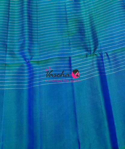 Pure Soft Silk Saree  - Peacock Blue Shade - VVPSS115