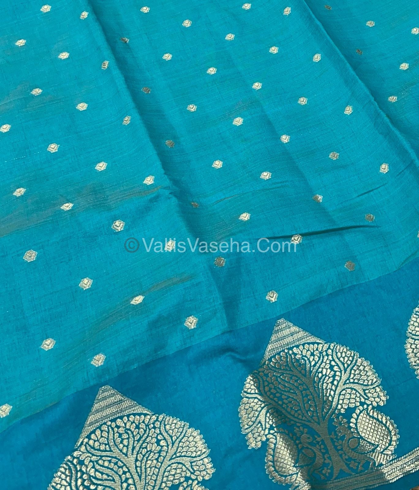 Semi Tussar Silk Saree - Sky Blue shade - VVSTS036