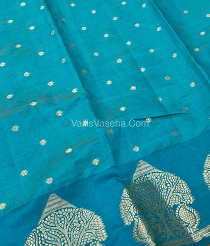 Semi Tussar Silk Saree - Sky Blue shade - VVSTS036