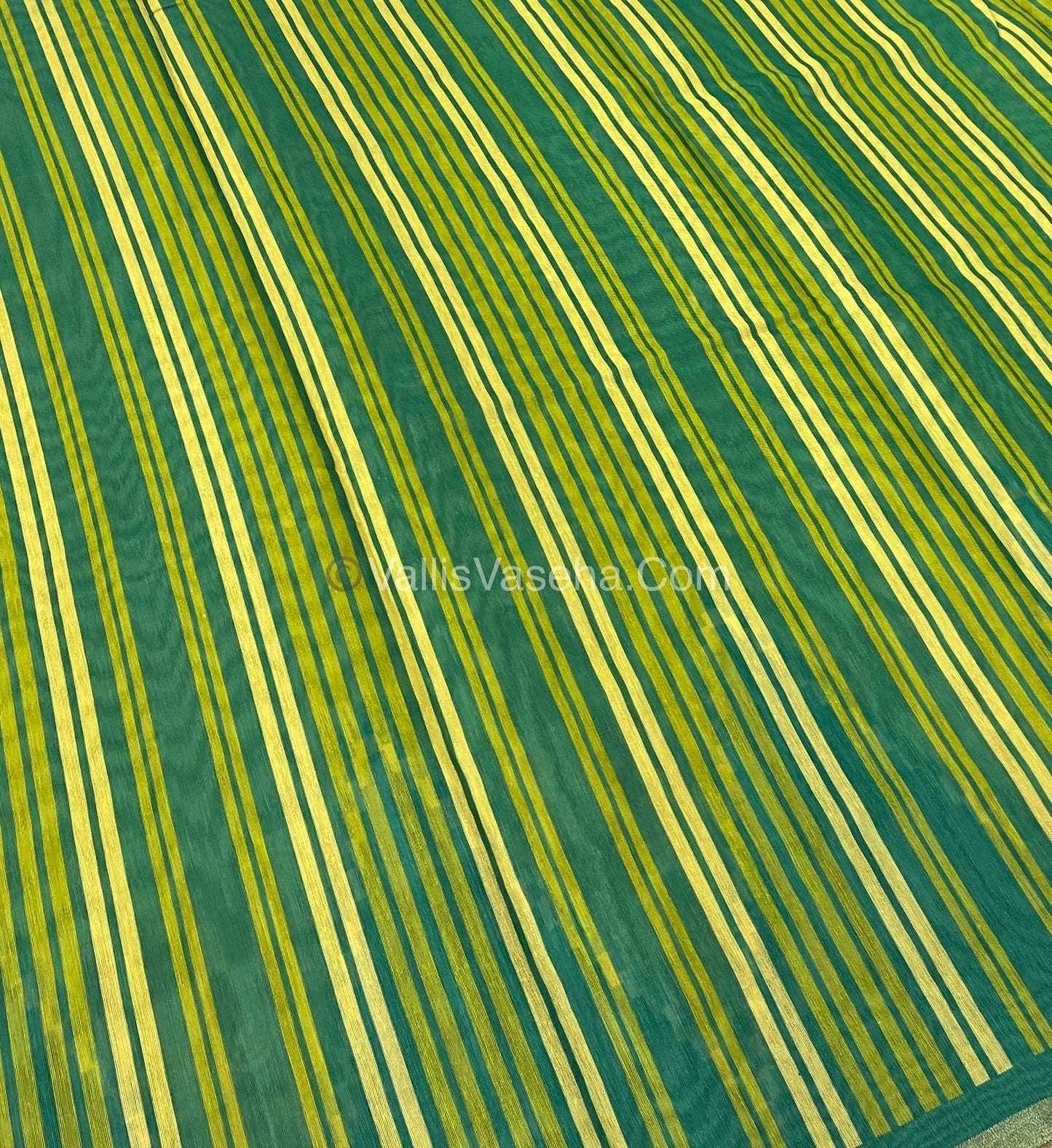 Semi Chanderi Saree - Green & Green Combo - VVSCS003
