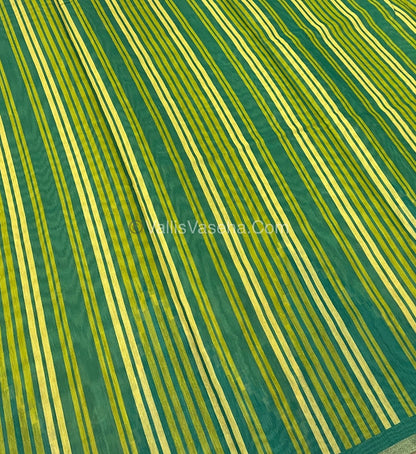 Semi Chanderi Saree - Green & Green Combo - VVSCS003