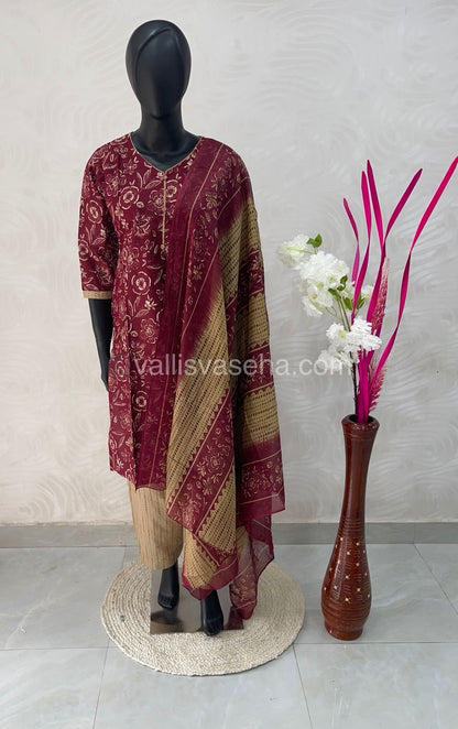 Ready Made - Semi Patiyala 3(pc) Set - Printed Cotton - VVRSP001