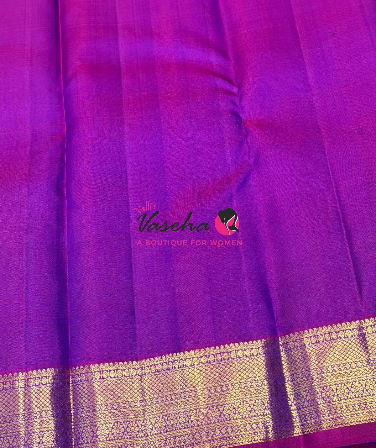 Pure Kanchipuram Silk Saree - Peacock Blue With Purplish Pink - VVPS097