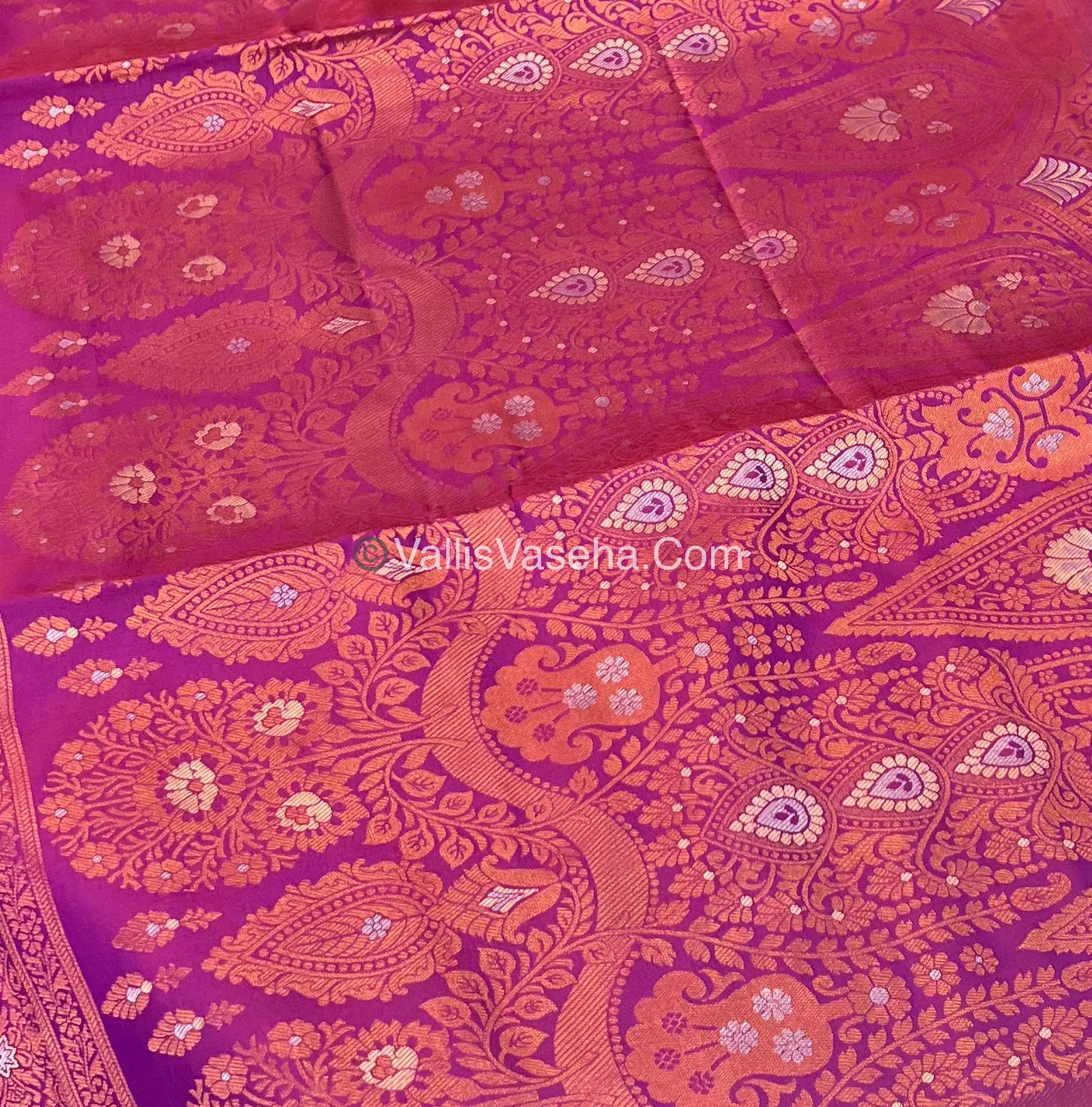 Semi Soft Silk - Border Butta  - Purplish Pink Shade -VVSSS010
