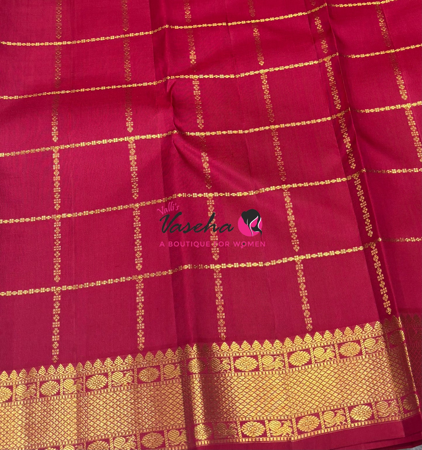 Pure Vintage Korvai Kanchipuram Silk Saree - Pazhum Pazhamum Checks - VVPS061