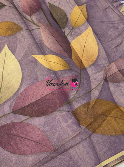 Soft Linen Tissue Saree -  Lavender Shade - VVLTS006