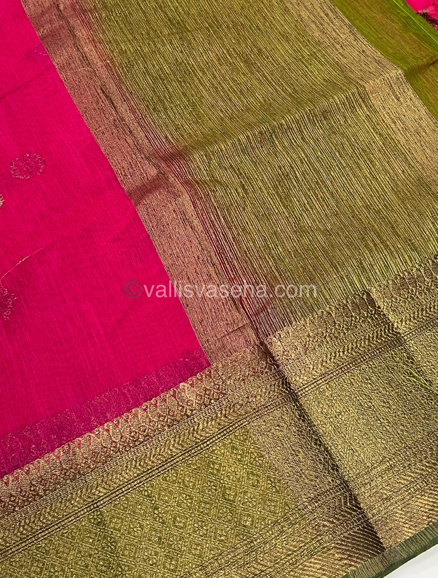 Bamboo Silk Saree  - Pink with Green Shade - VVBSS001