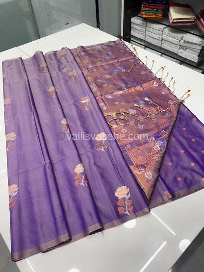 Semi Soft Silk - Border less -Creamish Lavender Shade -VVSSS007