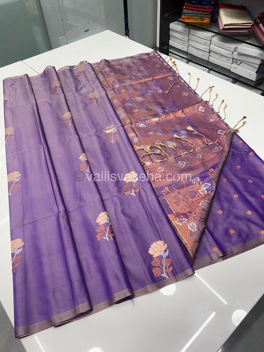 Semi Soft Silk - Border less -Creamish Lavender Shade -VVSSS007