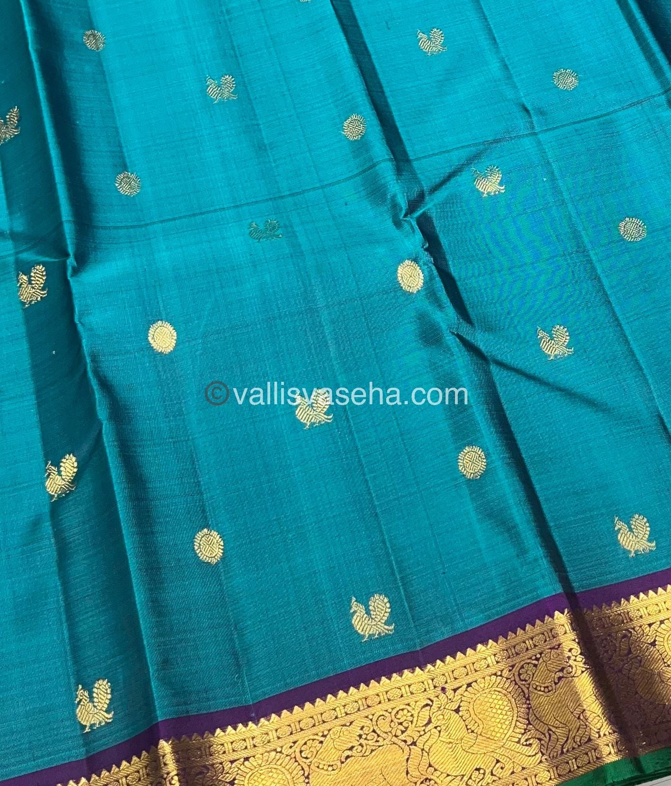 Pure Kanchipuram Silk Saree - Blue & Purple Shade  - VVPS022