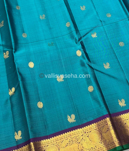 Pure Kanchipuram Silk Saree - Blue & Purple Shade  - VVPS022