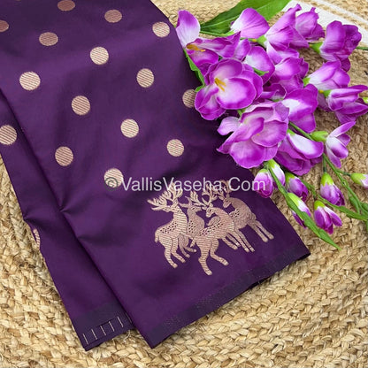 Semi Soft Silk - Deer Butta Border - Purple Shade -VVSSS017