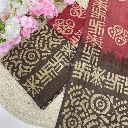 Unstitched Salwar Material- Baswada Batick Printed Silk - VVUSM005