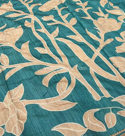 Semi Raw Silk with embroidery work - VVSRS001