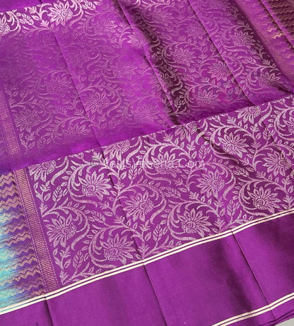 Pure Soft Silk Saree  - Blue & Purple Combo - VVPSS055