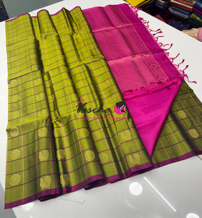 Pure Soft Silk Saree - Green  & Pink Shade - VVPSS055