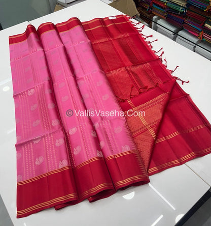 Pure Soft Silk Saree - Pink & Red - VVPSS062
