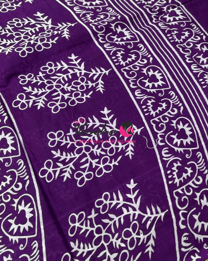 Pure Soft Mul Mul Cotton Sarees - Hand Block Prints - VVMMC011