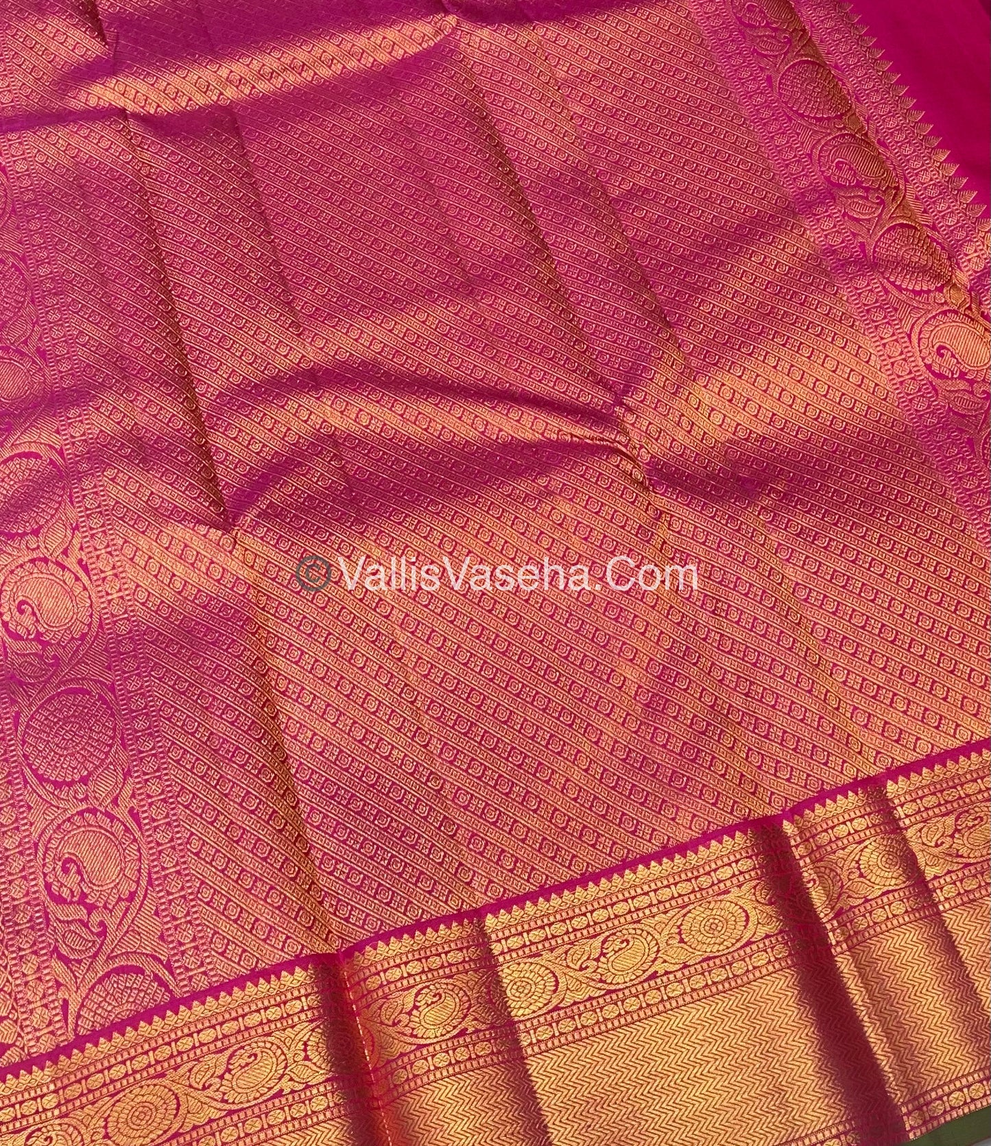 Pure Kanchipuram Silk Saree - Orange & Pink  Combo - VVPS014