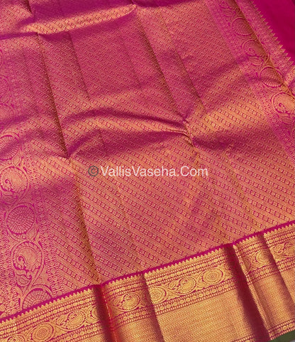 Pure Kanchipuram Silk Saree - Orange & Pink  Combo - VVPS014