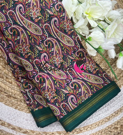 Casual Wear - Fancy Printed Silk  - Dark Green Shade - VVFPS001