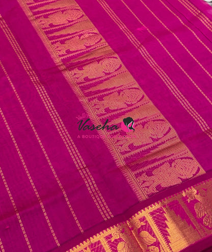 Semi Silk Cotton Saree - Small Zari Butta  - Retta Mayil Border- VVSSC015