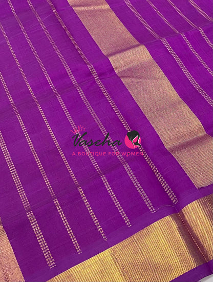 Pure Silk Cotton Sarees - Double Orange With Purple - VVPSC003