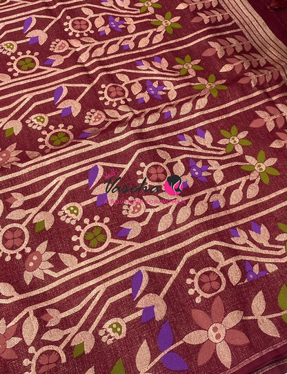 Banarasi - Heritage Meenakari Silk -   Maroon Shade - VVBHS016