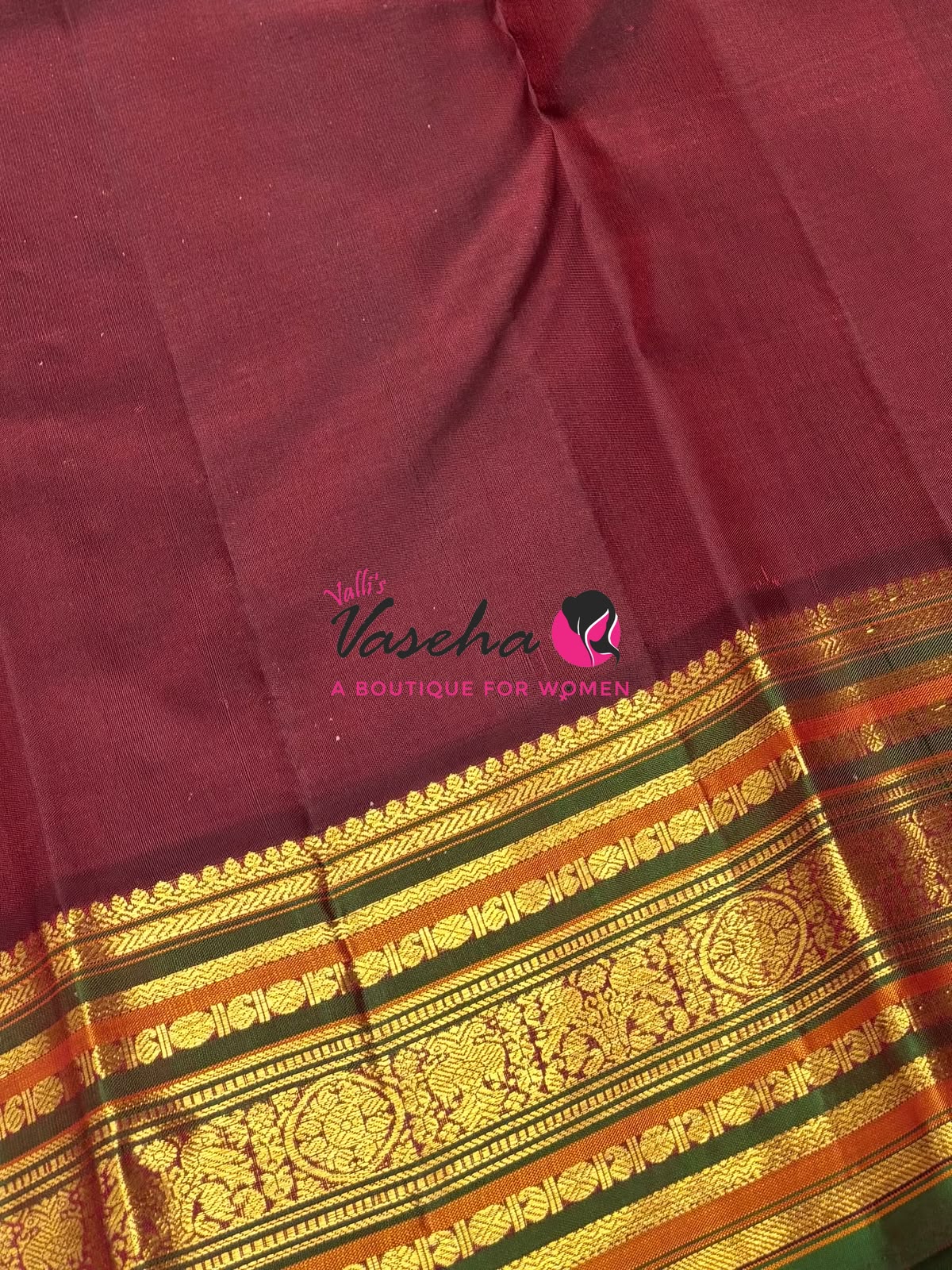 Pure Kanchipuram Silk Saree - Rust Orange & Brown Combo - VVPS079
