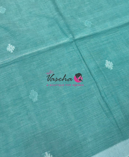 Bengal Kaddhi Cotton Saree | VVBKC002 | Sea Blue Shade
