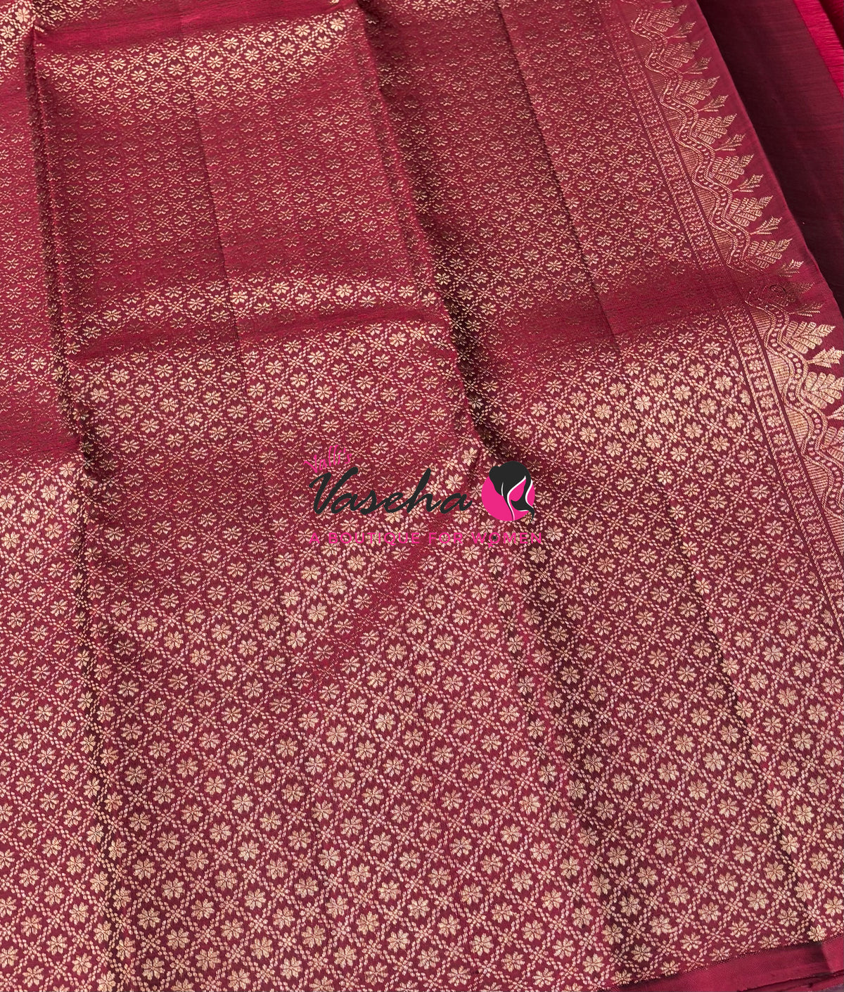 Pure Kanchipuram Silk Saree - Maroon Shade - VVPS054
