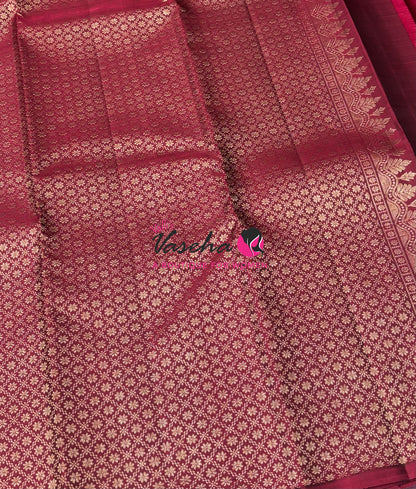 Pure Kanchipuram Silk Saree - Maroon Shade - VVPS054