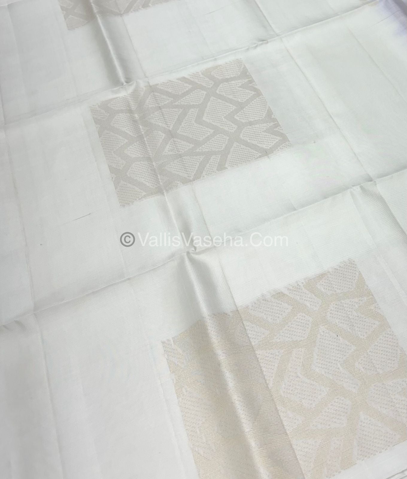 Pure Soft Silk Saree - Light Weight - Borderless - White & Purple - VVPSS027