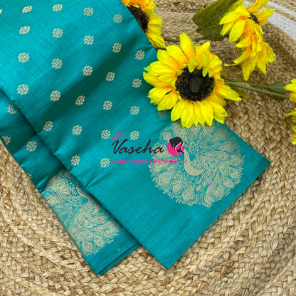 Semi Tussar Silk Saree | Blue Shade |VVSTS056