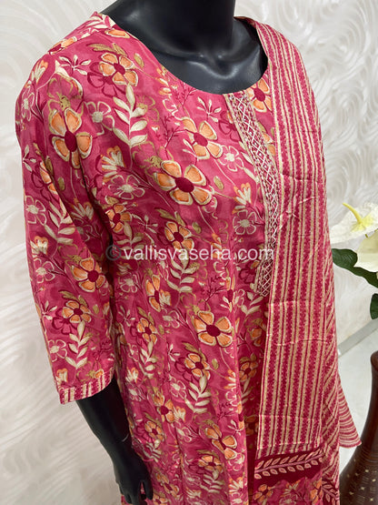 Ready Made - Anarkali - Salwar, Kameez & Duppatta(3pc)- Printed Cotton - VVAS002