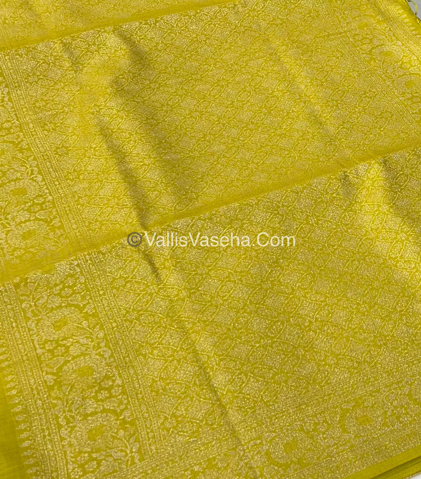 Banarasi - Heritage Silk - Semi Kathan Silk - Lemon Yellow Shade- VVBHS004