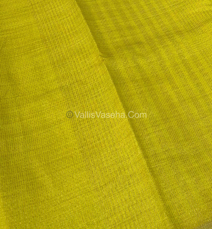 Semi Tussar Silk Saree - Lemon Yellow shade - VVSTS011