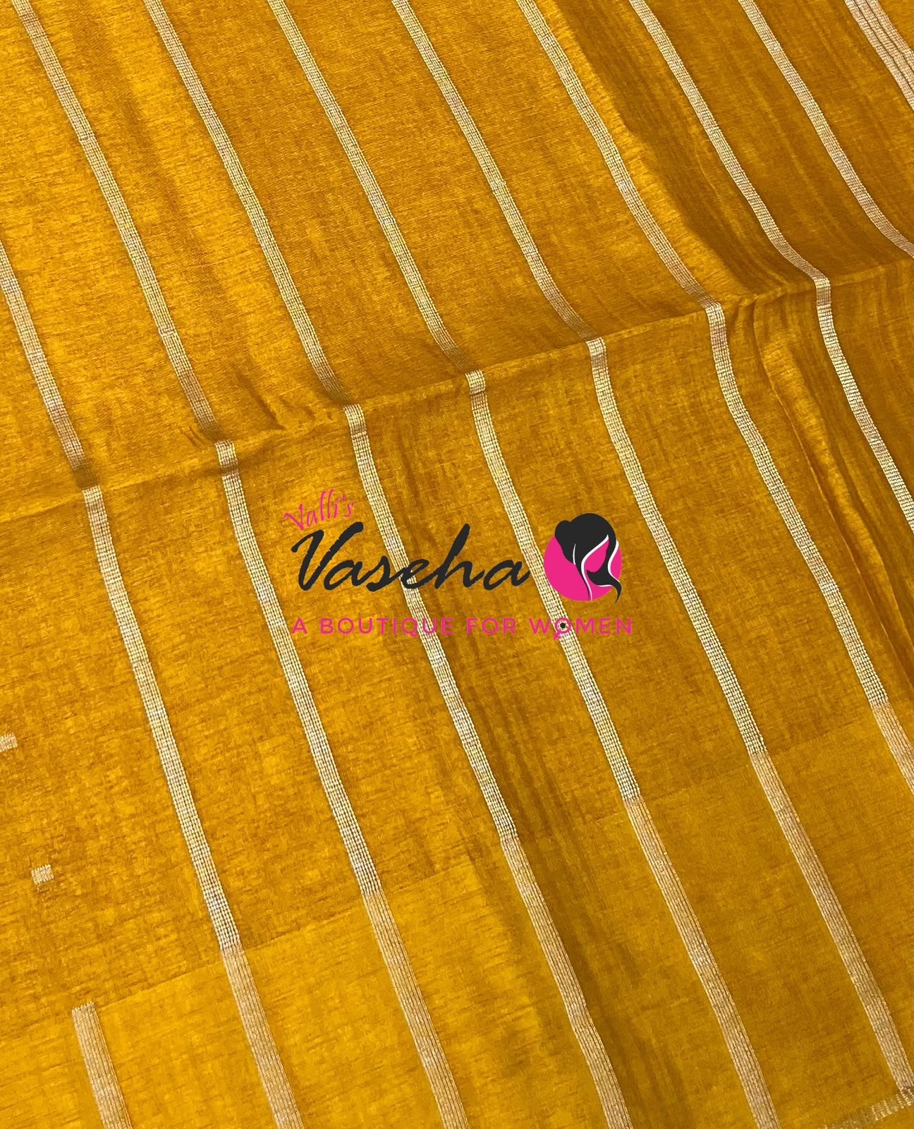 Semi Matka Tussar Silk Saree | Double Blouse | Yellow Shade |VVSTS052