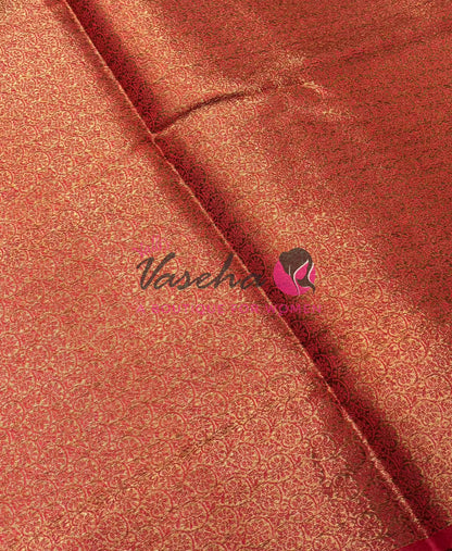 Bamboo Silk Saree- Blue with Red Shade - VVBSS013