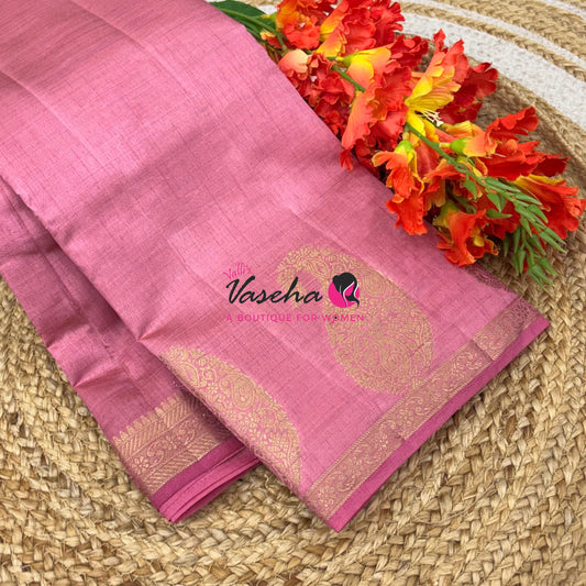 Semi Tussar Silk - Small Mango - Baby Pink Shade - VVSTS002