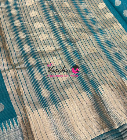 Semi Tussar Silk Saree | Ramar Blue Shade |VVSTS053