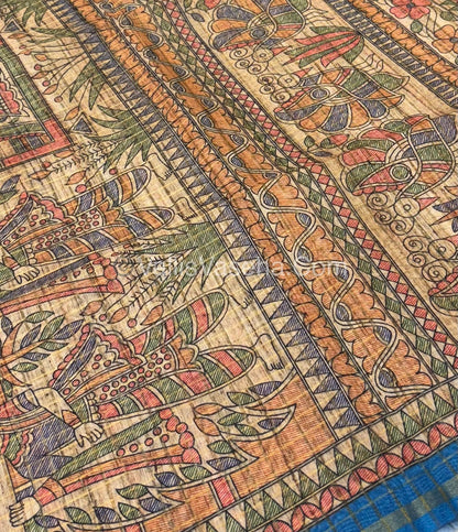 Semi Chanderi Saree - Fusion Of Bandhini & Madhubani- VVSCS002