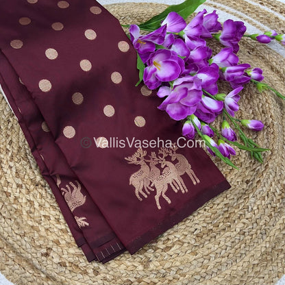 Semi Soft Silk - Deer Butta Border - Maroon Shade -VVSSS017