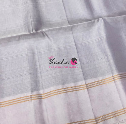 Pure Soft Silk Saree - (1.75 Warp) Kolam Design - Shade Of Lavender &  Cream Shade - VVPSS074