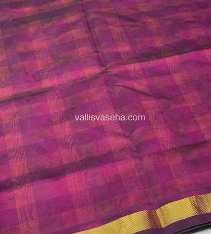 Pure Silk Cotton Saree - Pazhum Pazhamum Checks Design - VVPPSC01