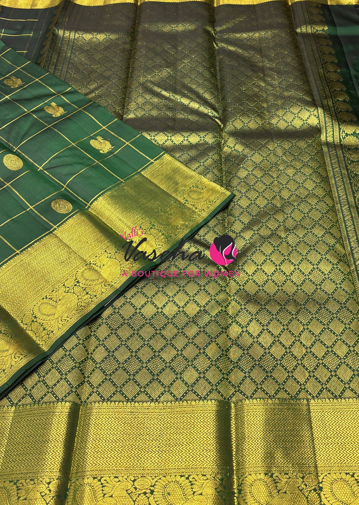 Pure Kanchipuram Silk Saree - Green  Shade  - VVPS101