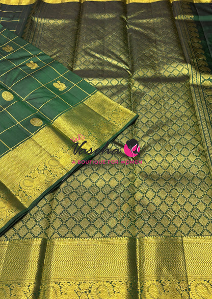 Pure Kanchipuram Silk Saree - Green  Shade  - VVPS101