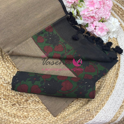 Handloom Cotton Sarees with Kalamkari Blouse - VVKCK003