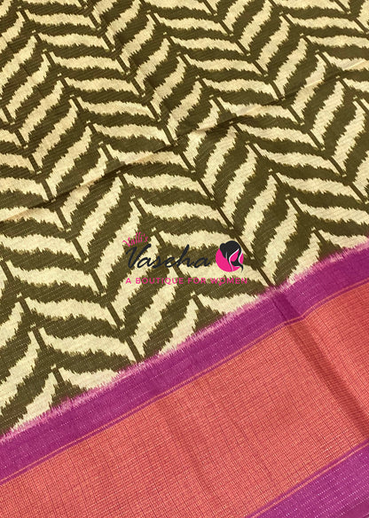 Art Tussar / Art Silk - Green & Pink  Shade - VVATS006