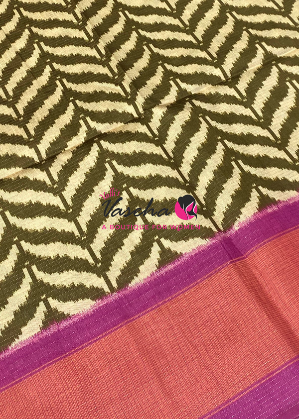 Art Tussar / Art Silk - Green & Pink  Shade - VVATS006